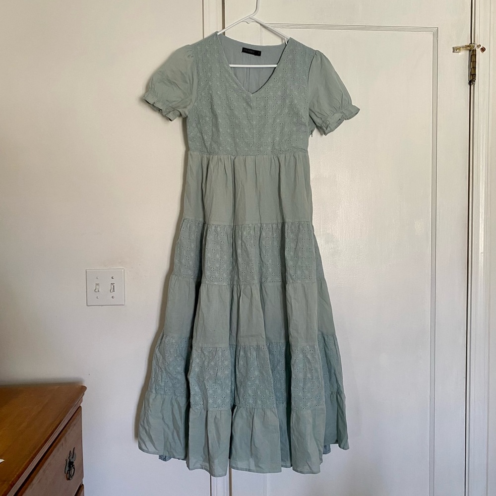 Mikarose Teal Tiered Dress